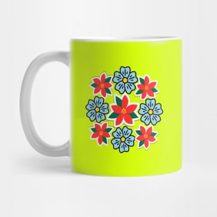 Summer red blue wildflowers pattern Mug